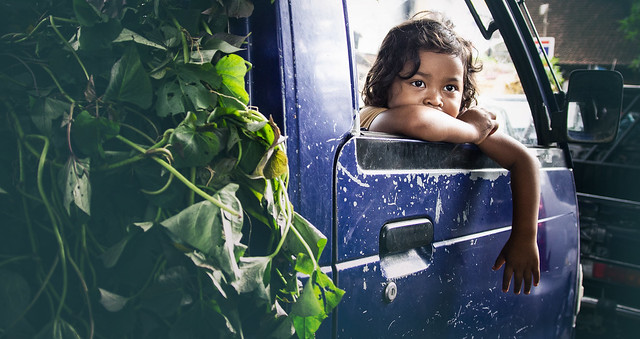Girl at the truck's window