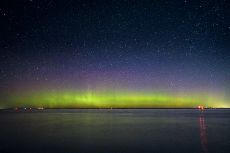 Northern Lights over Lake Michigan and Upper Peninsula, Michigan