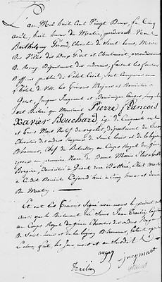 Death certificate of Pierre Bouchard