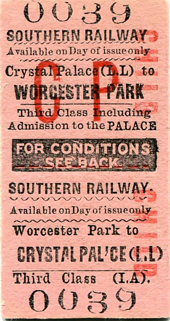 Crystal Palace Rail Ticket - Southern Railway