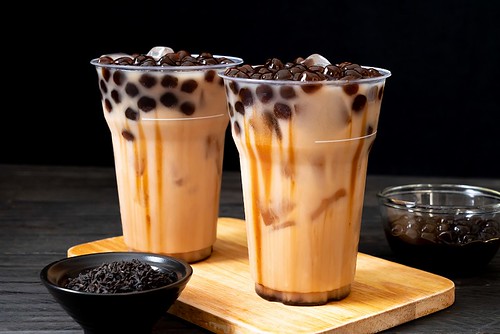 Two cups of boba milk tea