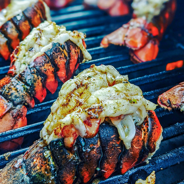 beautiful grilled tasty lobster tails ready to eat
