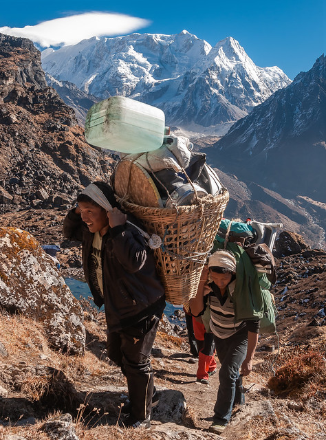 Porters Leaving Chhuchung Pokhari