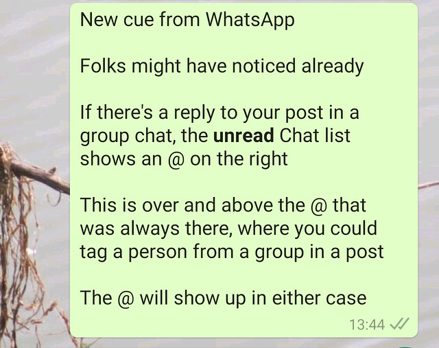 New @ in WhatsApp Unread Messages