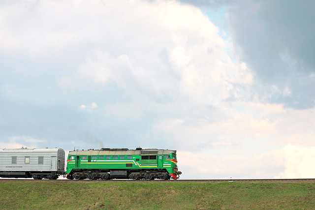 Тепловоз М62-1720 с грузовым поездом на перегоне Луполово/Могилёв-3.