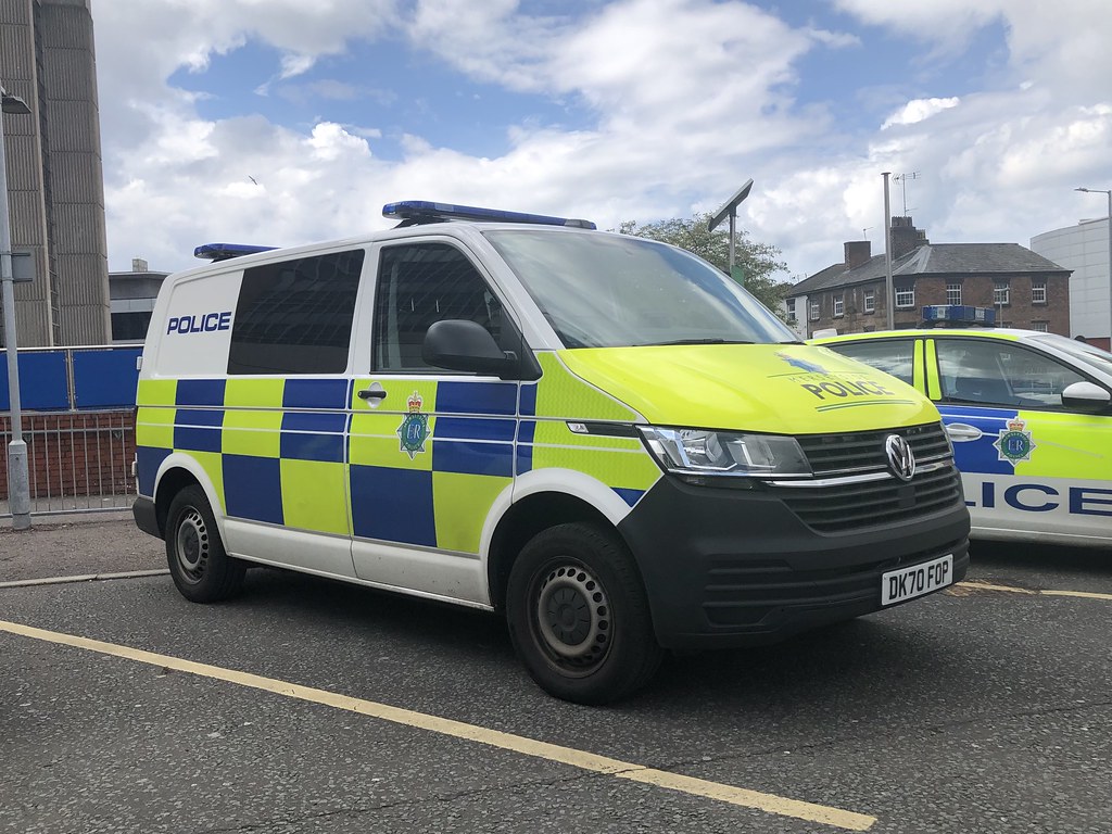 Seen at the Royal Liverpool University Hospital on 16/05/2021.  DK70FOP Volkswagen Transporter Cell Van, operated by Merseyside Police