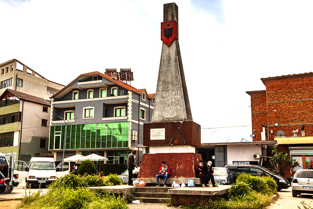 Communist monument on 5-19-21--Kukes