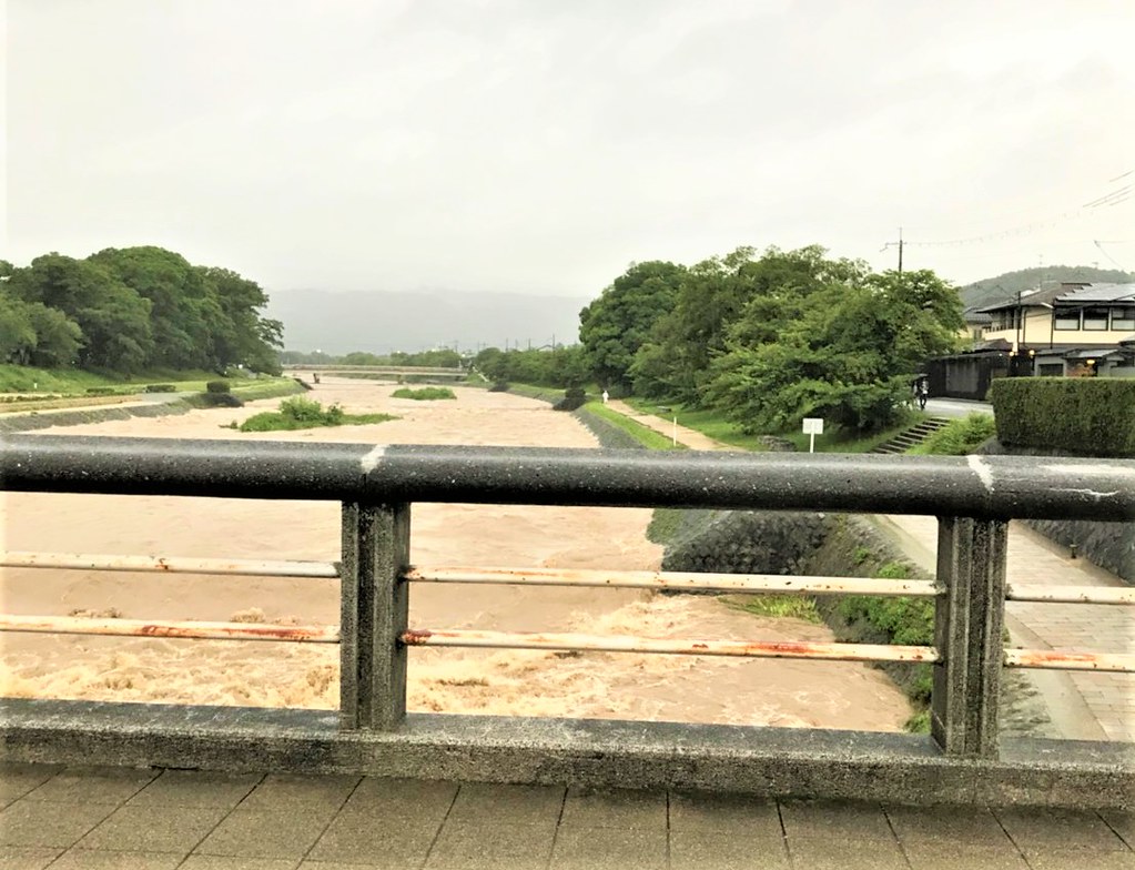 Flooded Yodo River after a typhoon