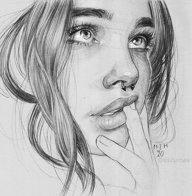 Realistic Portrait Pencil Drawing Woman