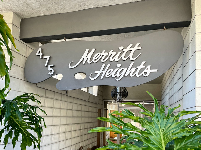 475 Merritt Heights apartment building sign, Oakland, CA