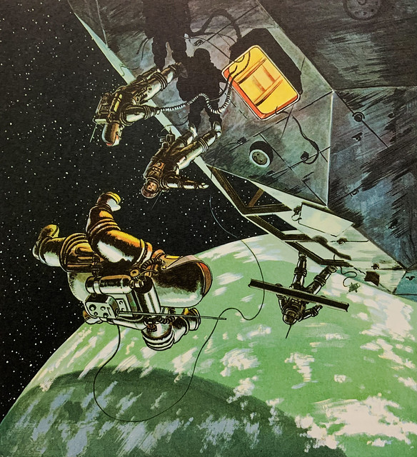 Art by Jack Coggins for the book “Rockets, Satellites and Space Travel” by Jack Coggins and Fletcher Pratt, edited by Willy Ley.  New York: Random House, (1958)