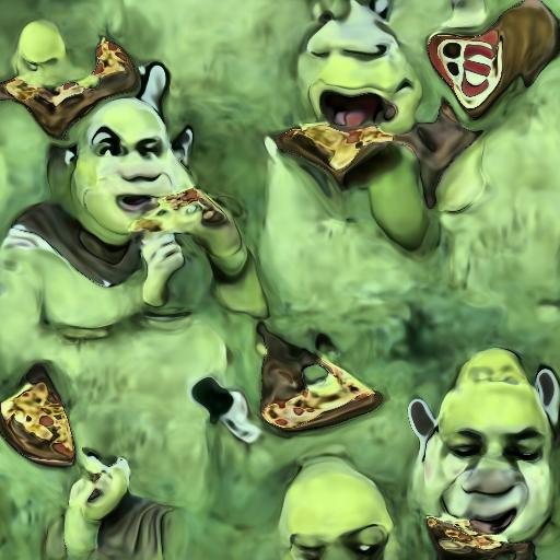 'Shrek eating pizza' Deep Daze Fourier Text-to-Image