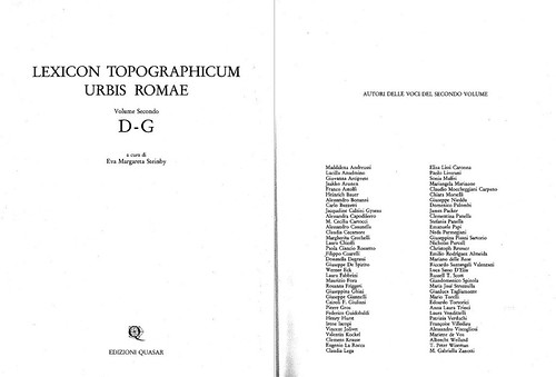ROMA ARCHEOLOGICA & RESTAURO ARCHITETTURA 2021. Roma Antica e Cristiana; in: AA.VV., Lexicon Topographicum Urbis Romae A-Z; VOL. I-V (1993-2001) & LTUR / Suburbium A-Z; VOL. I-V (2001-2008). Nuove edizioni digitali e PDF (05/2021).