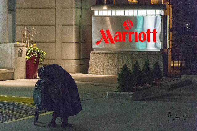 Outside the Marriott Hotel