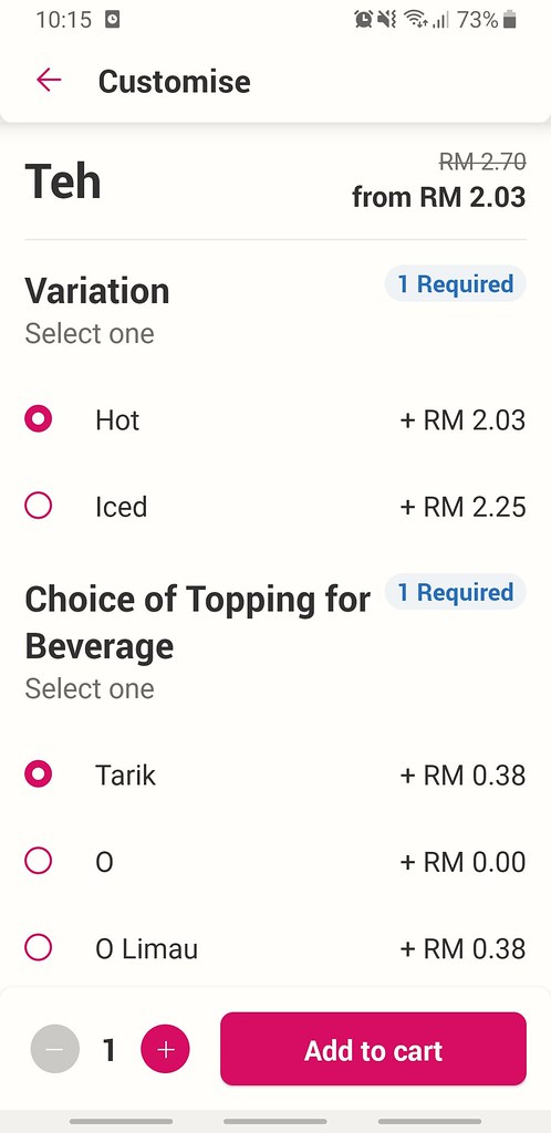 印度奶茶 Teh Tarik rm$3.20 @ FoodPanda for Restoran Maju & Maju at USJ14