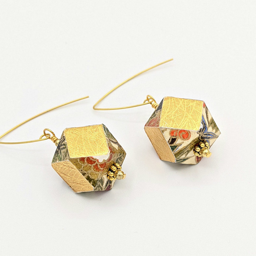 Paper and Wood Geometric Earrings