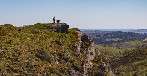 Heading to the Edge by langdon10, haugesund eva aiko dog finnishlapphund hiking cliffs landscape norway