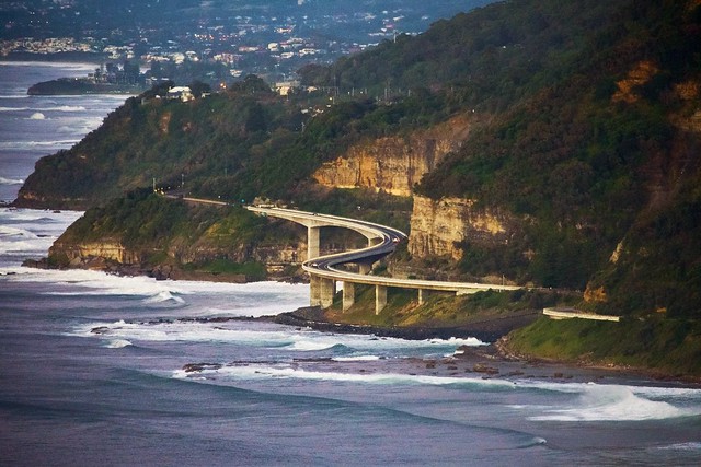Seacliff Bridge following the coastline curves