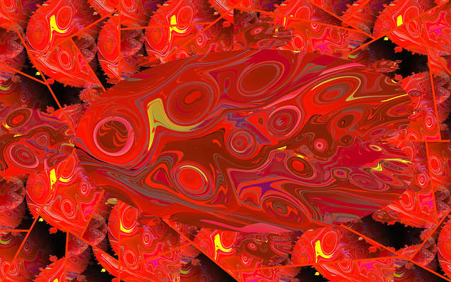 Fractals and circles in red tones.
