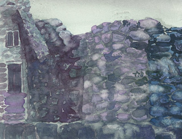 Walled Stone City-Zenso Watercolor on Hahnemühle Rough Collection paper