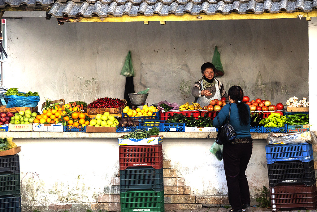 Fruit and vegetable seller on 5-27-21--Gjirokaster