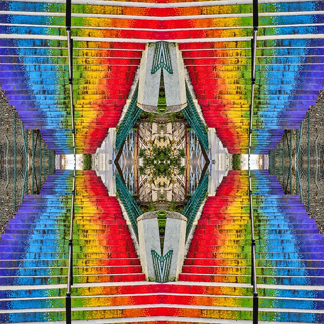 Mirrored rainbow stairs