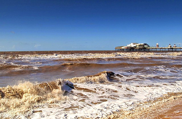 Waves on the beach at Blackpool