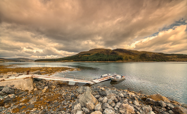 Two boats doing their boaty things peacefully on Loch na Cairidh, Skye, Scotland.
