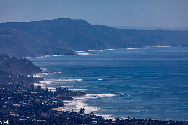 Picturesque coastline north of Wollongong on a hazy morning, Wollongong, New South Wales, Australia