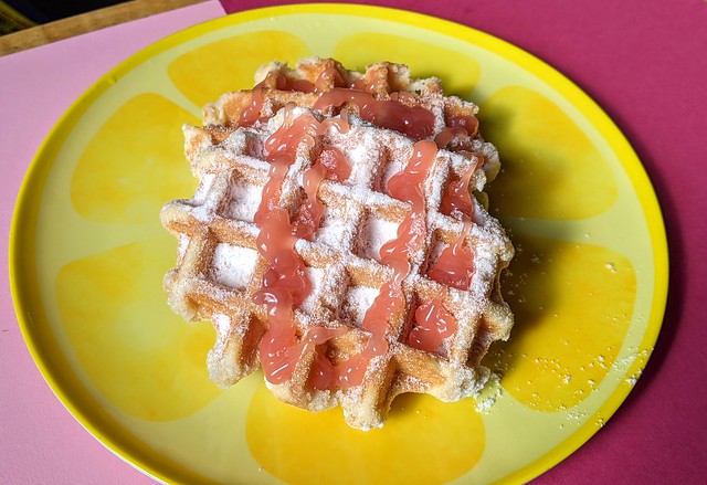 Sweet Waffle with Percy Pig Sauce