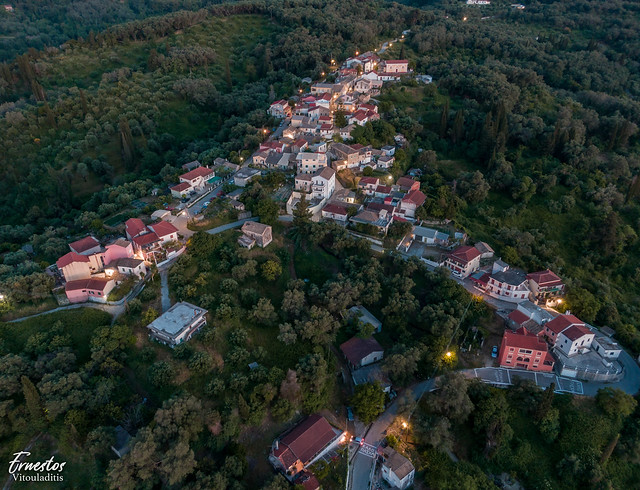 Drosato village corfu aerial view