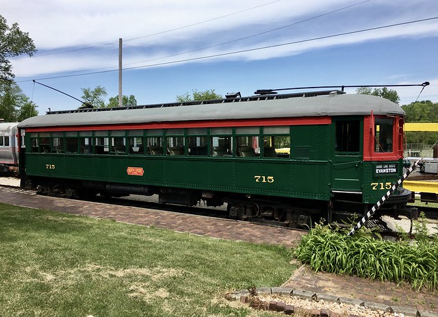 Former North Shore Line car 715 at the Fox River Trolley Museum