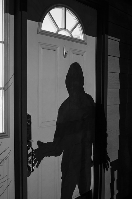 Burglar at front door