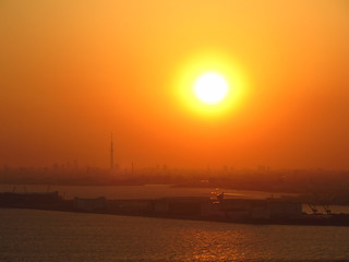 Sunset over Tokyo Bay
