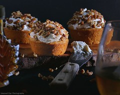 Homemade Maple Bourbon Pound Cake Cupcakes With Roasted Salted Pecans.