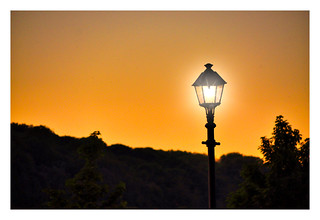 Lamp post at sunset