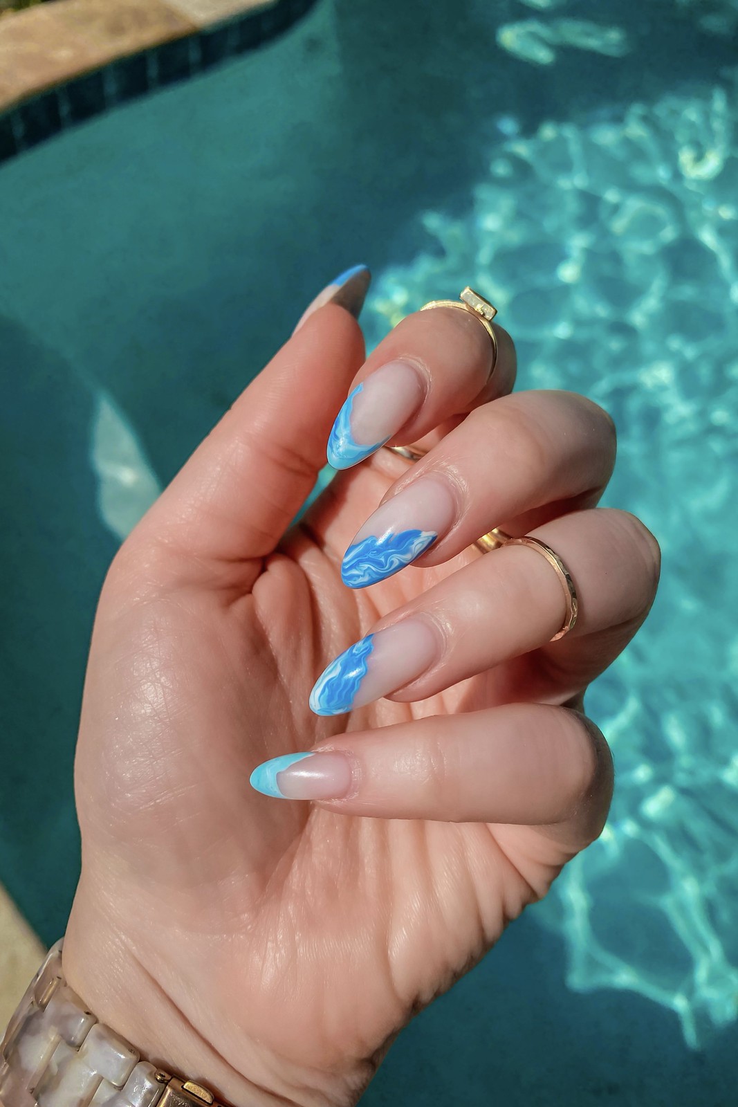Blue Marble Nails one of the bright cute summer nails design