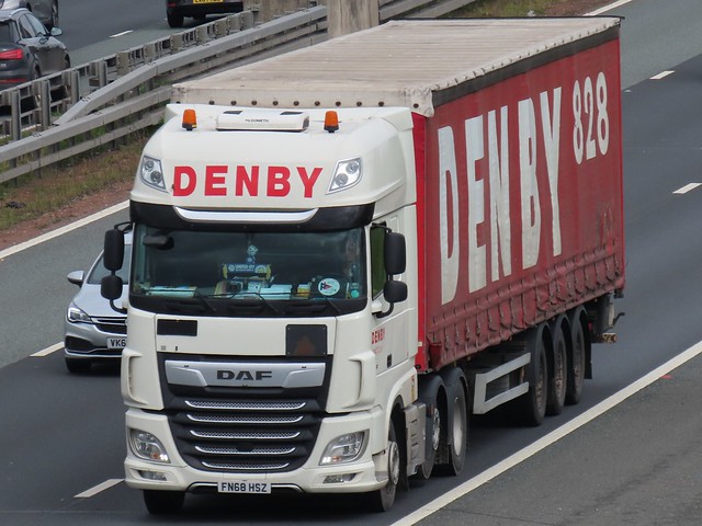 Denby Transport, DAF-XF (FN68HSZ) On The A1M Southbound