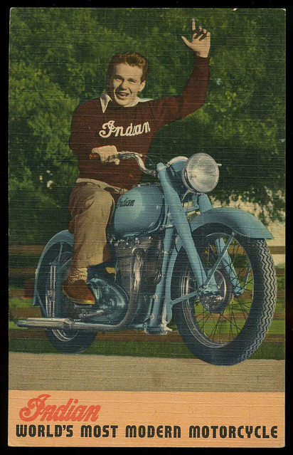 Indian . . . World's Most Modern Motorcycle, circa 1949 - Linen Advertising Postcard