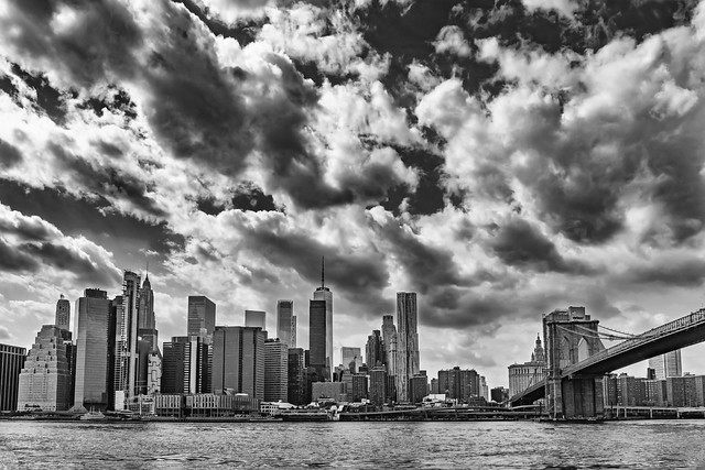 Manhattan skyline and Brooklyn Bridge