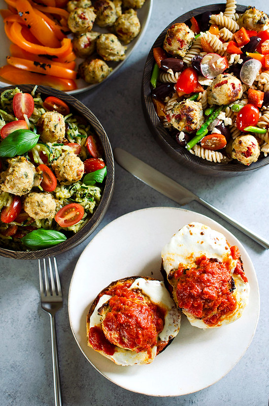 Roasted Pepper and Goat Cheese Chicken Meatballs {Gluten Free, Grain-free, Keto with options for Dairy Free & Whole30}
