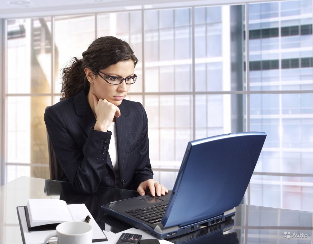 Woman on computer in office