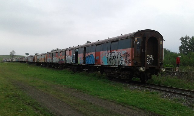Stored 10 derelict coaches at Hellifield Station. 3rd June, 2021.