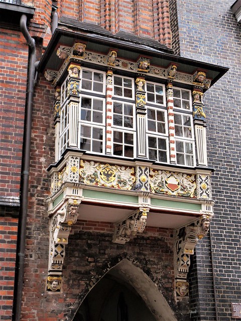 Renaissance oriel of Rathaus, Breite Straße, Lübeck, Germany