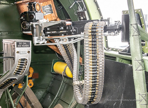 B-17 Waist Gun by scattered1, This is a Browning M-2 .50-caliber machine gun along the side of a B-17 bomber, also known as a wais