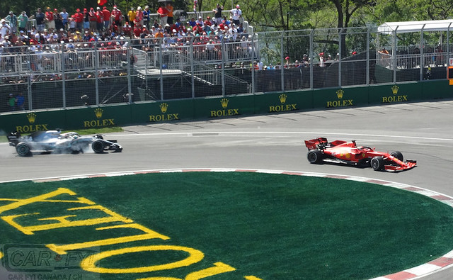 Hamilton Locking Up Chasing Vettel Canadian GP Race