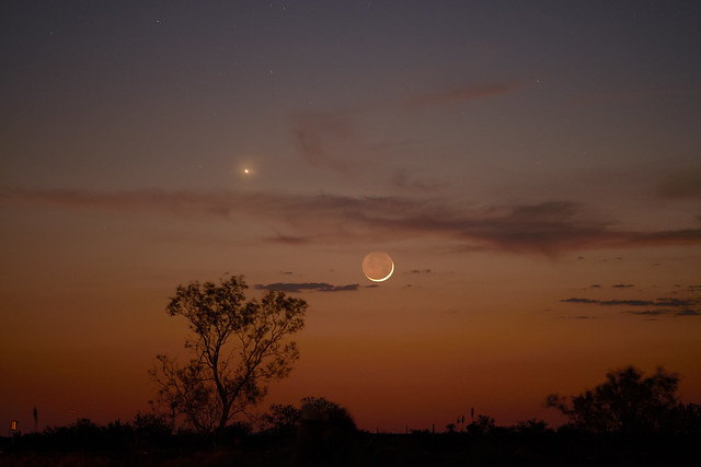 Venus and the Moon set in Marfa