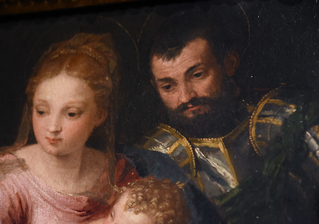 Oxford, Ashmolean Museum, holy family with saints George & John the baptist {Veronese}, detail