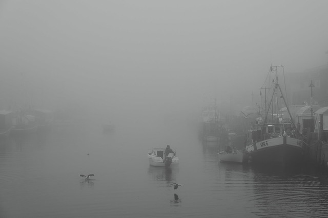 Warnemünde - Alter Strom during a foggy day