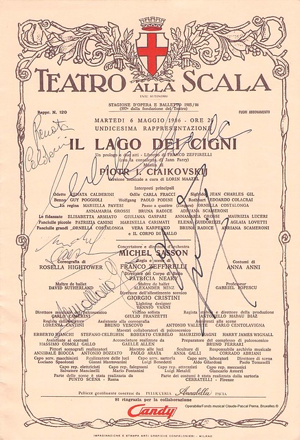 FRACCI, Carla, Il Lago dei cigni (The Swan Lake), Teatro alla Scala, Milano, 06/05/1986